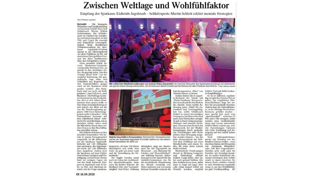 Keynote Speaker Martin Schlott erklärt mentale Strategie bei der Sparkasse Eichstätt-Ingolstadt